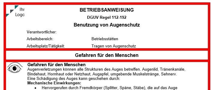 Betriebsanweisungen sind für alle Mitarbeiter sichtbar und zugänglich auszuhängen.