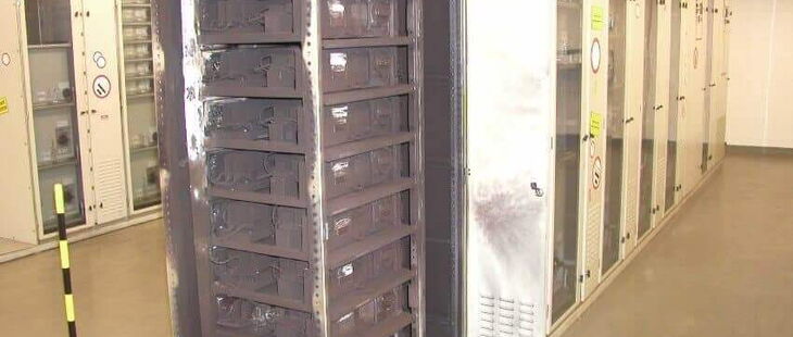 Eine NH-Sicherung explodierte, da der Einschubschrank nach der Sichtprüfung weiterhin einen Fehler aufwies. Eine verschlossene Schranktür hätte Schutz bieten können