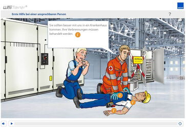 Der E-Learning-Kurs trainiert die Elektro-Azubis für die Erste Hilfe bei einem Stromunfall.