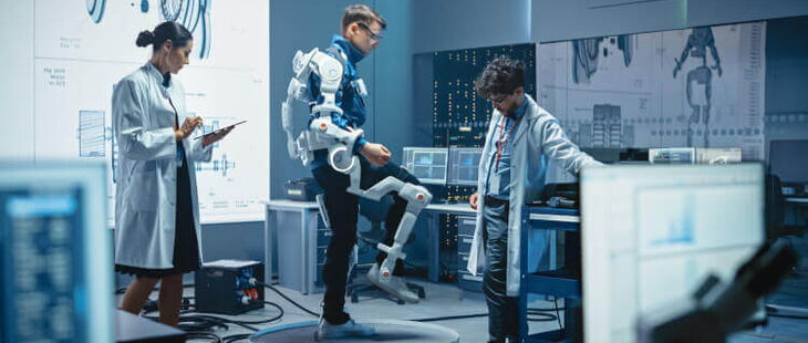 Das Tragen eines Exoskeletts greift auf komplexe Weise in menschliche Bewegungsabläufe ein.