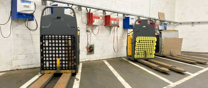 Bei Batterieladeanlagen in der Industrie müssen Schutzmaßnahmen beachtet werden. Flurförderfahrzeuge oder Reinigungsmaschinen in Industriebetrieben werden oft mit Akkumulatoren betrieben.