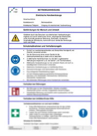 Betriebsanweisung Elektrische Handwerkzeuge Betriebsanweisung Elektrische Handwerkzeuge