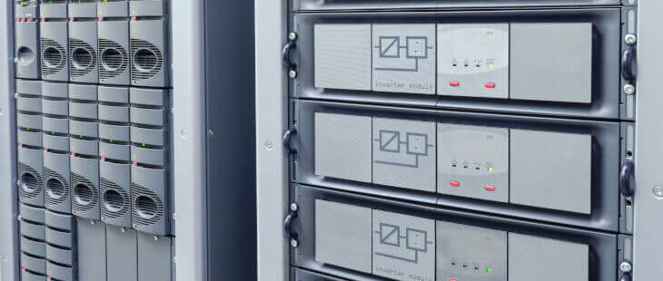 Batteriesysteme in Rechenzentren: Zentrale USV-Module sichern die Energieversorgung und überbrücken Netzstörungen.