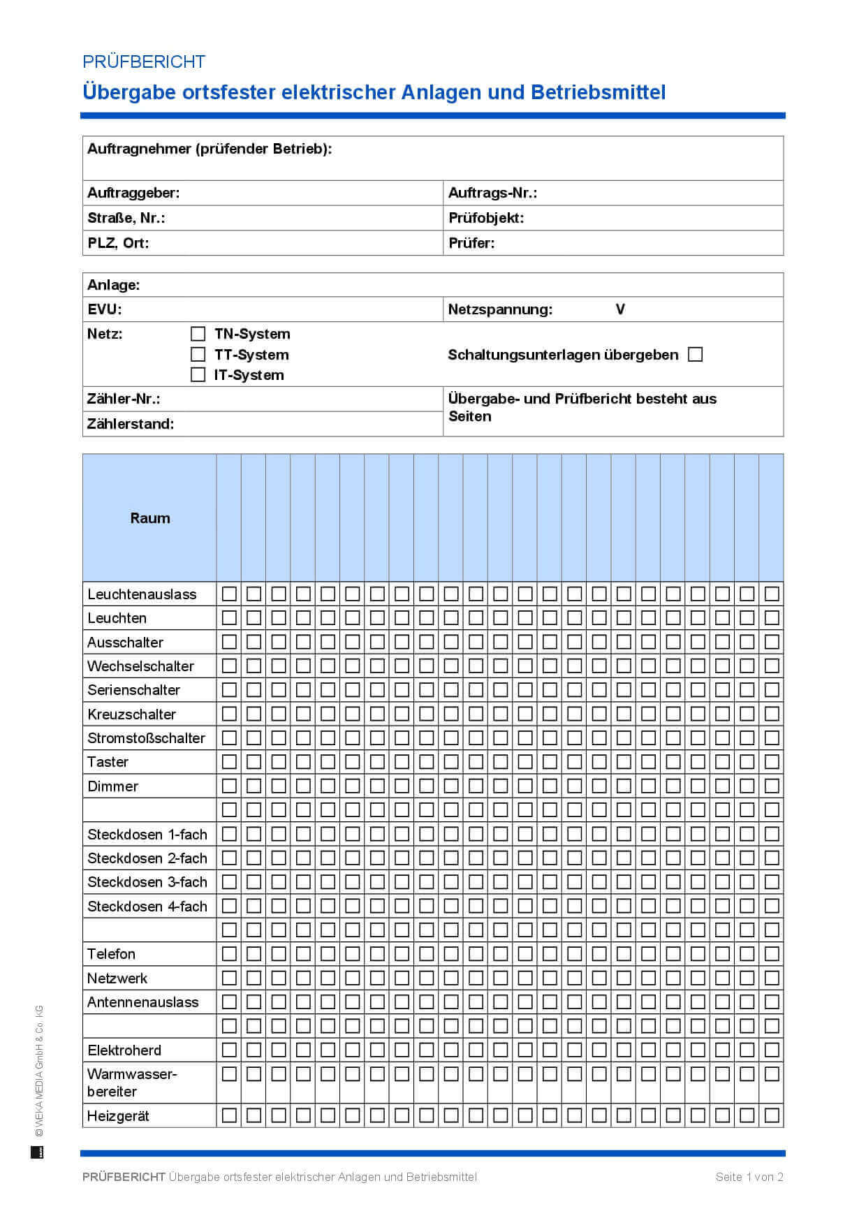 Prüfprotokoll und Übergabebericht