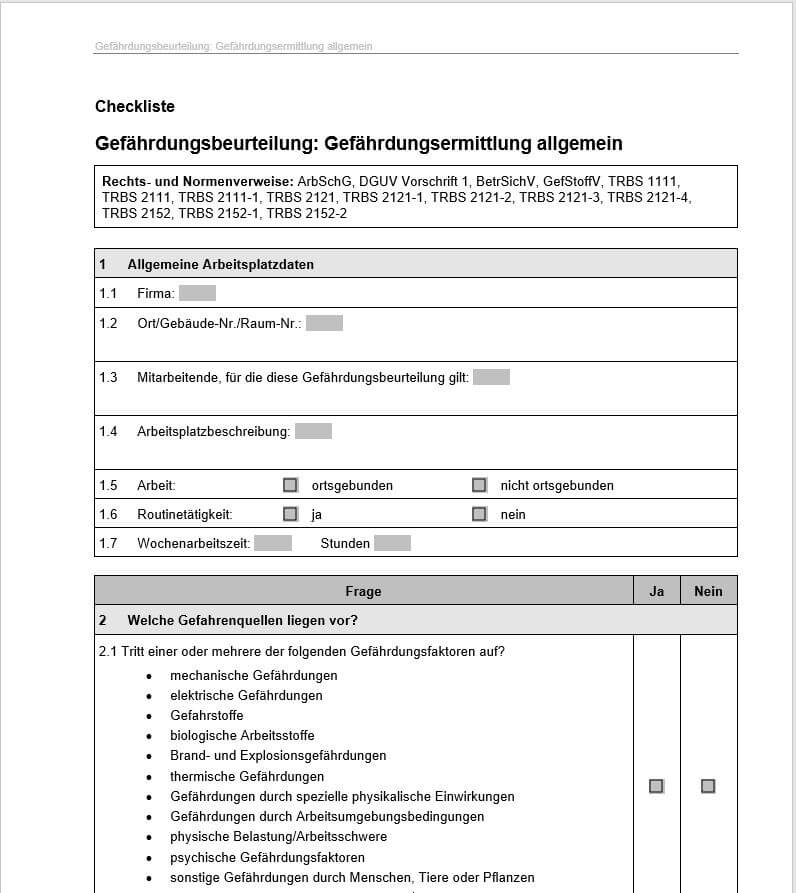 Gefährdungsbeurteilung für Instandhaltungsarbeiten ist Pflicht.