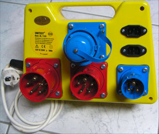 Beispiele für Prüfadapter: Drehstromadapter der Fa. BEHA für die passive Prüfung