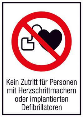Symbol Kein Zutritt für Personen mit Herzschrittmachern