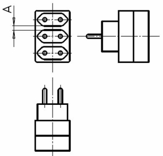 Konformer Adapter mit drei Steckplätzen