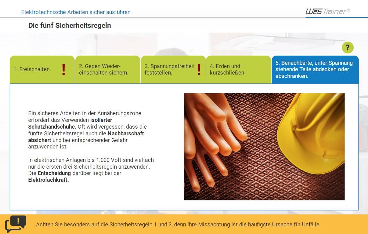 Benachbarte, unter Spannung stehende Teile abdecken oder abschranken